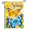 G128 - Hello Spring Butterflies and Flowers Garden Flag | 12x18 Inch | Printed 150D Polyester - Rustic Holiday Seasonal Outdoor Flag